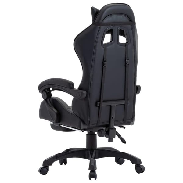 vidaXL Gamingstol med fotstöd grå och svart konstläder