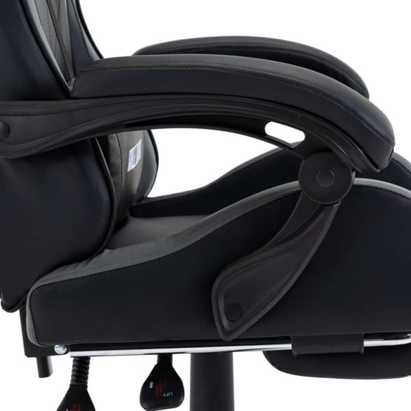 vidaXL Gamingstol med fotstöd grå och svart konstläder