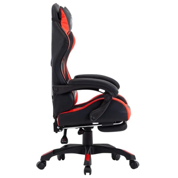vidaXL Gamingstol med fotstöd röd och svart konstläder