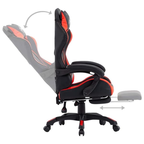 vidaXL Gamingstol med fotstöd röd och svart konstläder