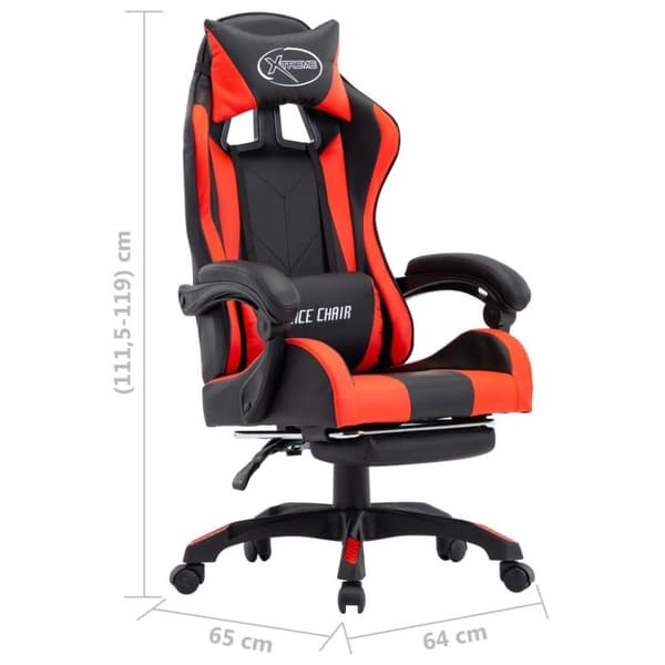 vidaXL Gamingstol med fotstöd röd och svart konstläder
