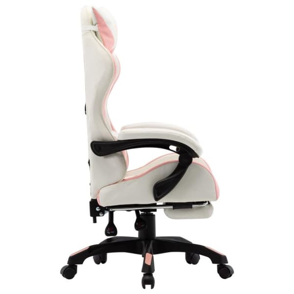 vidaXL Gamingstol med fotstöd rosa och vit konstläder