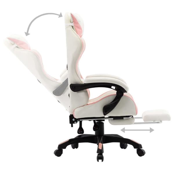 vidaXL Gamingstol med fotstöd rosa och vit konstläder