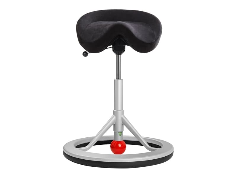 Sadelstol BackApp Smart Alcantara antracit, sort understel med sort kugle