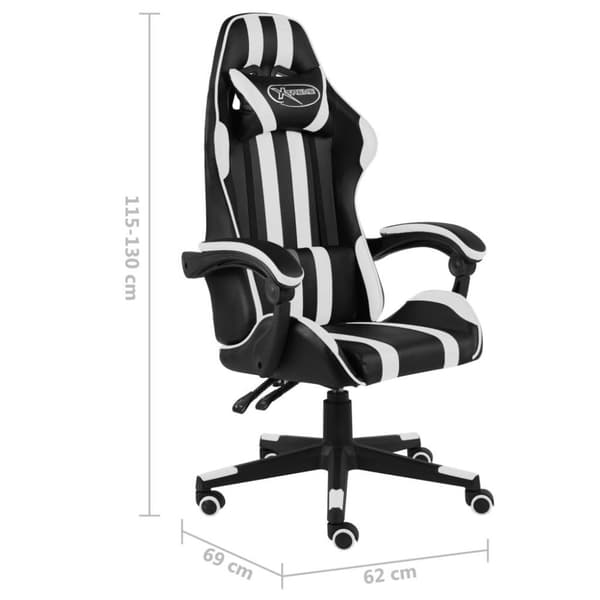 vidaXL Gamingstol svart och vit konstläder