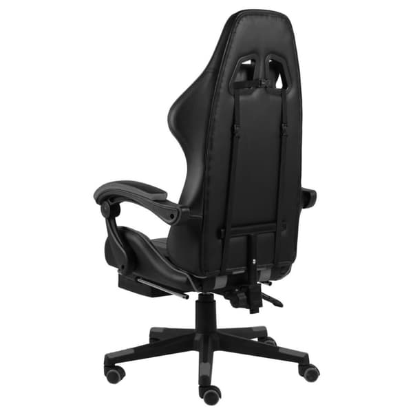 vidaXL Gamingstol med fotstöd svart och grå konstläder