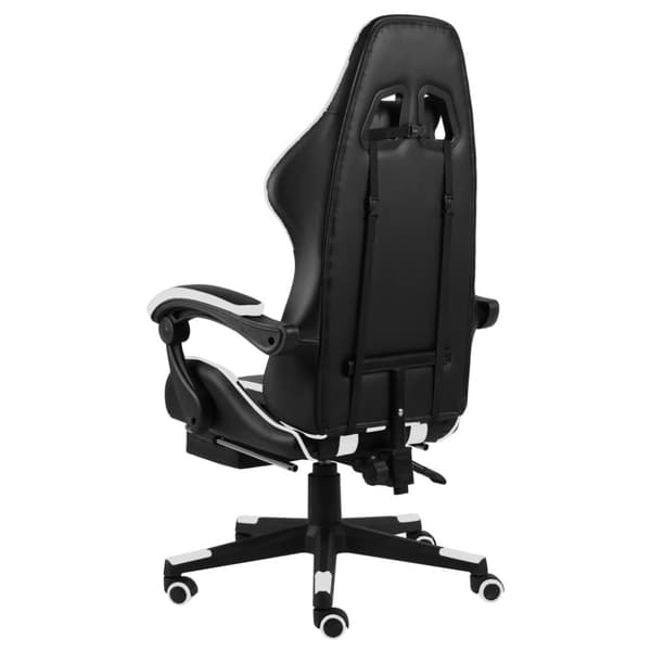 vidaXL Gamingstol med fotstöd svart och vit konstläder