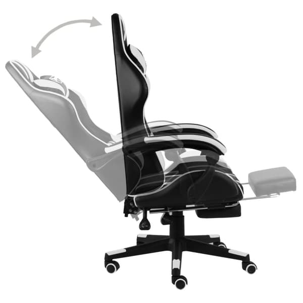 vidaXL Gamingstol med fotstöd svart och vit konstläder