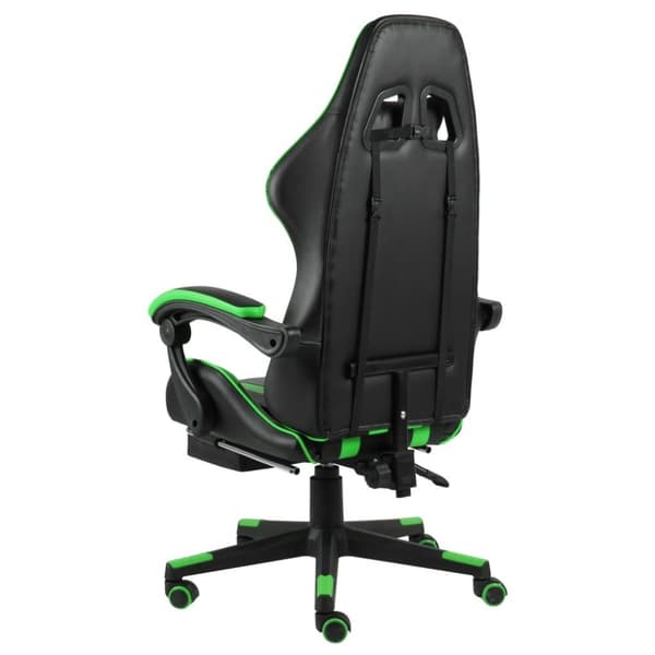vidaXL Gamingstol med fotstöd svart och grön konstläder