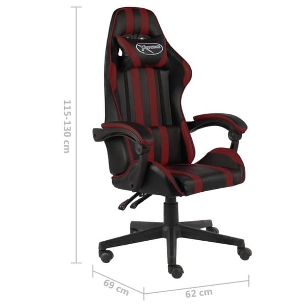 vidaXL Gamingstol svart och vinröd konstläder