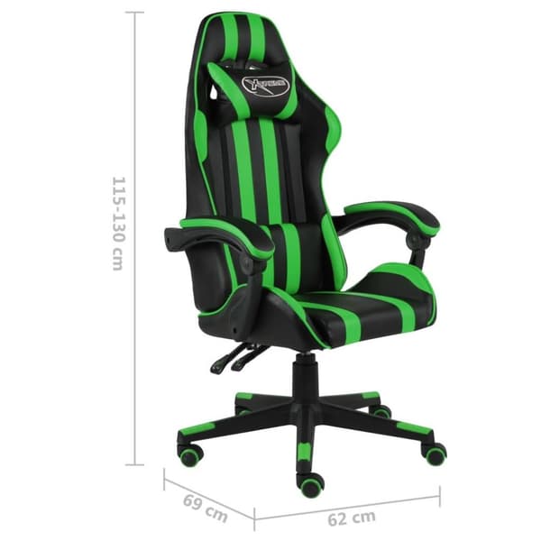 vidaXL Gamingstol svart och grön konstläder