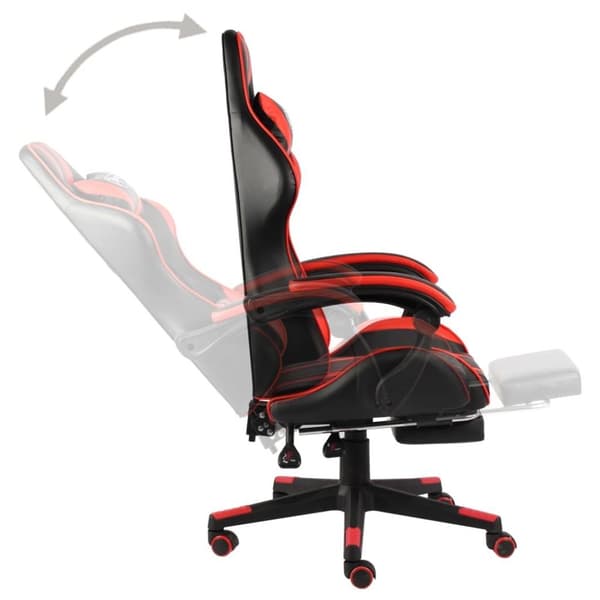 vidaXL Gamingstol med fotstöd svart och röd konstläder
