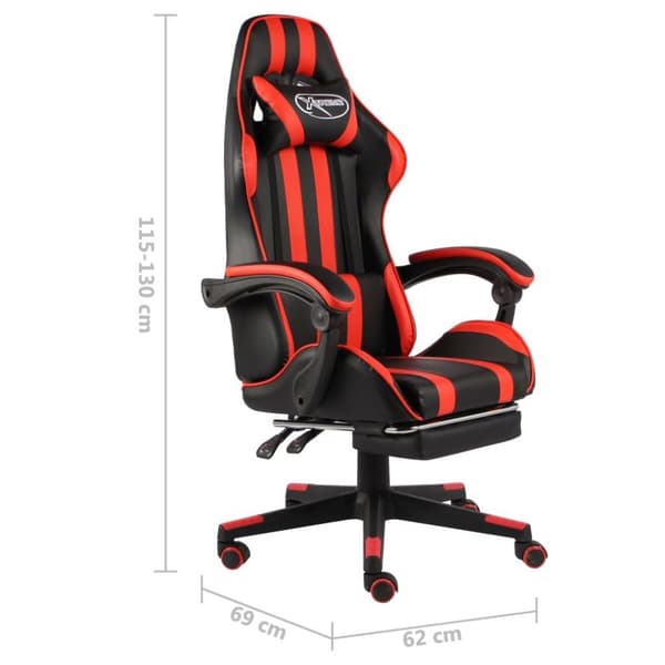 vidaXL Gamingstol med fotstöd svart och röd konstläder