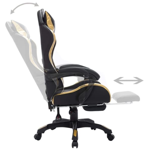 vidaXL Gamingstol med RGB LED-lampor guld och svart konstläder