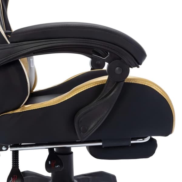 vidaXL Gamingstol med RGB LED-lampor guld och svart konstläder