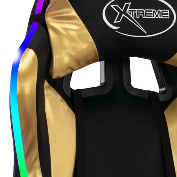 vidaXL Gamingstol med RGB LED-lampor guld och svart konstläder