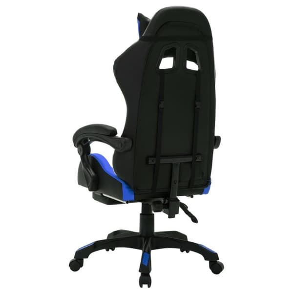 vidaXL gamingstol m. LED-lys RGB-farver kunstlæder blå og sort
