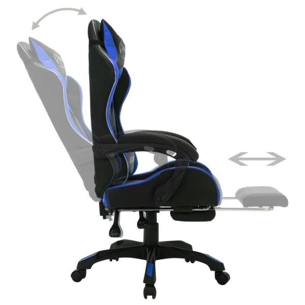 vidaXL Gamingstol med RGB LED-lampor blå och svart konstläder