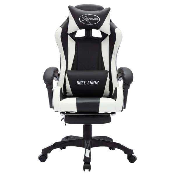 vidaXL Gamingstol med RGB LED-lampor vit och svart konstläder
