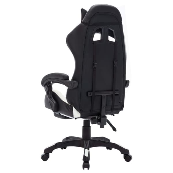 vidaXL Gamingstol med RGB LED-lampor vit och svart konstläder