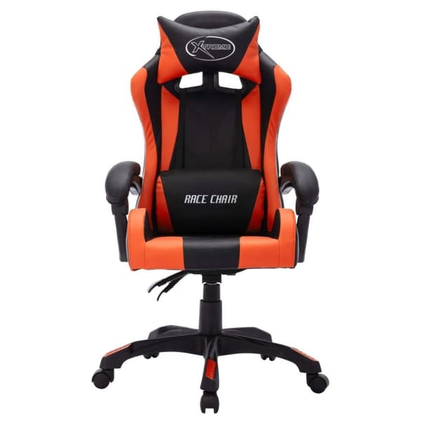 vidaXL Gamingstol med RGB LED-lampor orange och svart konstläder