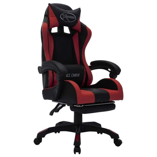 vidaXL gamingstol m. LED-lys RGB-farver kunstlæder vinrød og sort