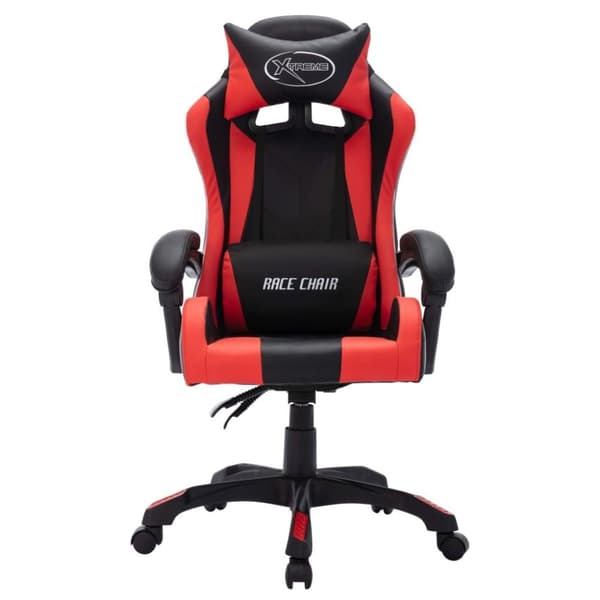 vidaXL Gamingstol med RGB LED-lampor röd och svart konstläder