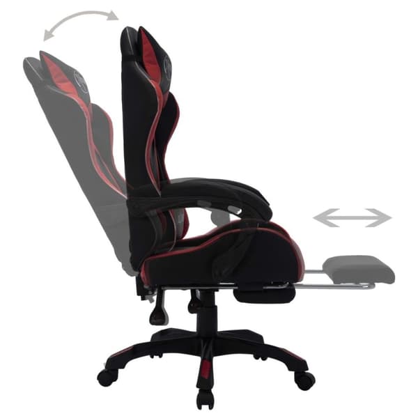 vidaXL Gamingstol med RGB LED-lampor vinröd och svart konstläder