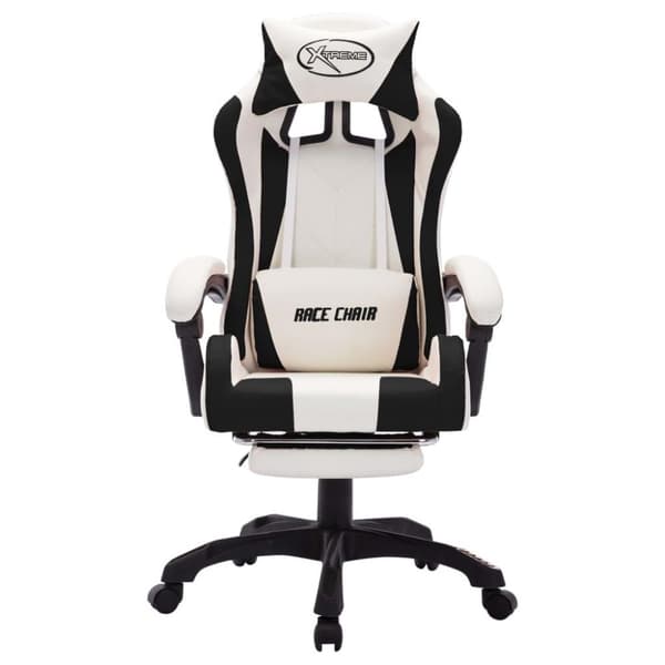 vidaXL gamingstol med LED-lys RGB-farver kunstlæder sort og hvid