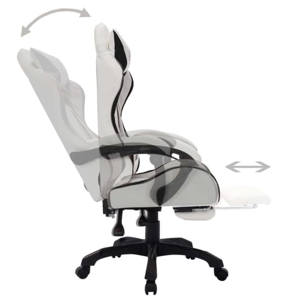 vidaXL gamingstol med LED-lys RGB-farver kunstlæder sort og hvid
