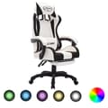 Miniatyrbillede 1 af 10: vidaXL gamingstol med LED-lys RGB-farver kunstlæder sort og hvid