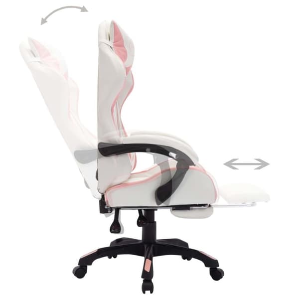 vidaXL Gamingstol med RGB LED-lampor rosa och vit konstläder