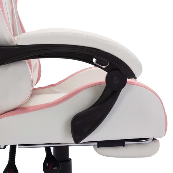 vidaXL Gamingstol med RGB LED-lampor rosa och vit konstläder