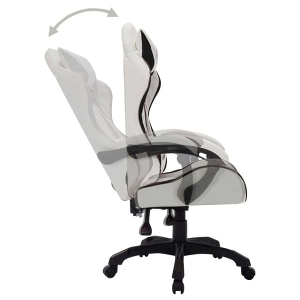 vidaXL gamingstol m. LED-lys RGB-farver kunstlæder hvid og sort