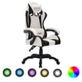 Miniatyrbillede 1 af 10: vidaXL gamingstol m. LED-lys RGB-farver kunstlæder hvid og sort