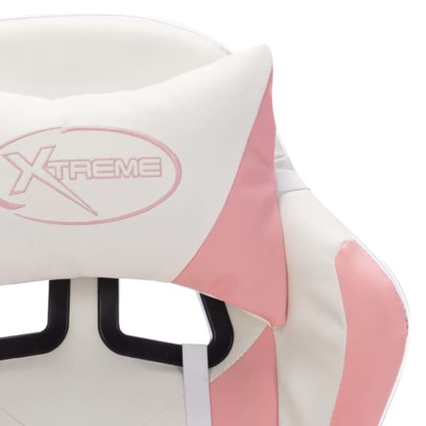 vidaXL gamingstol med LED-lys RGB-farver kunstlæder pink og hvid