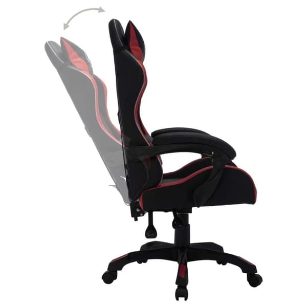 vidaXL gamingstol m. LED-lys RGB-farver kunstlæder vinrød og sort