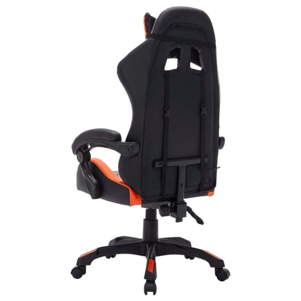 vidaXL gamingstol m. LED-lys RGB-farver kunstlæder orange og sort