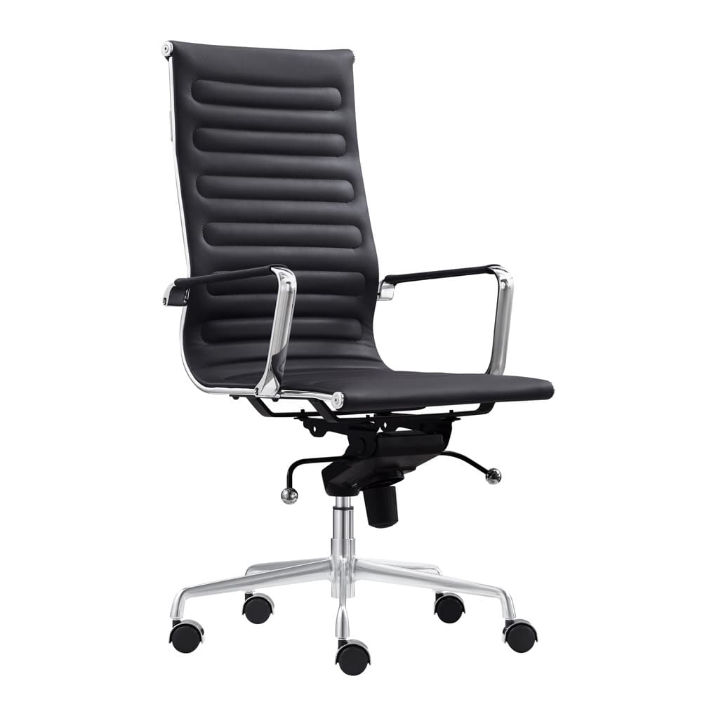 Kontorsstol Madrid Svart - 100% läder