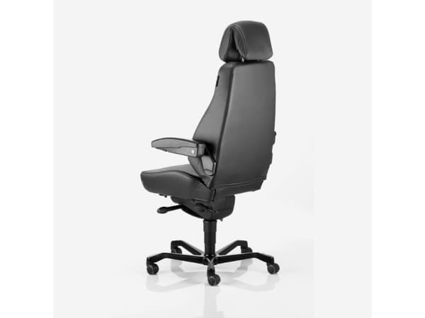 Kontorstol KAB Seating Director, White-Line Sort skind inkl. armlæn og nakkestøtte i sort skind