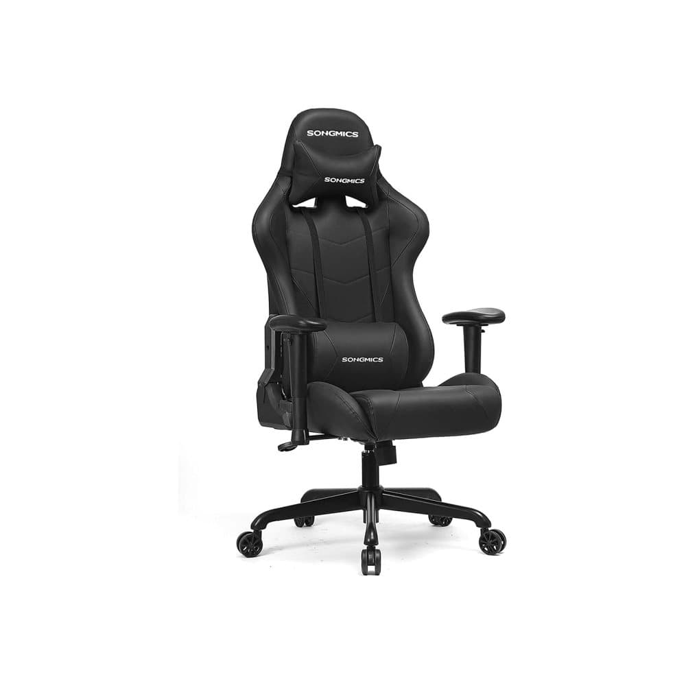 Segenn's spelstol - ergonomisk kontorsstol - kontorsstol - stålram - hög ryggstöd och bred sits - syntetläder - svart