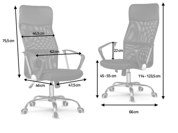 Työtuoli ergonominen - harmaa - Sydney-mallisto - hengittävä