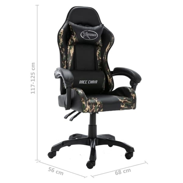 vidaXL gamerstol kunstlæder sort og camouflage