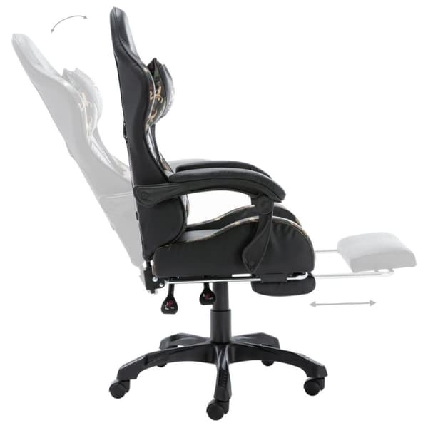 vidaXL Gamingstol med fotstöd svart och kamouflage konstläder