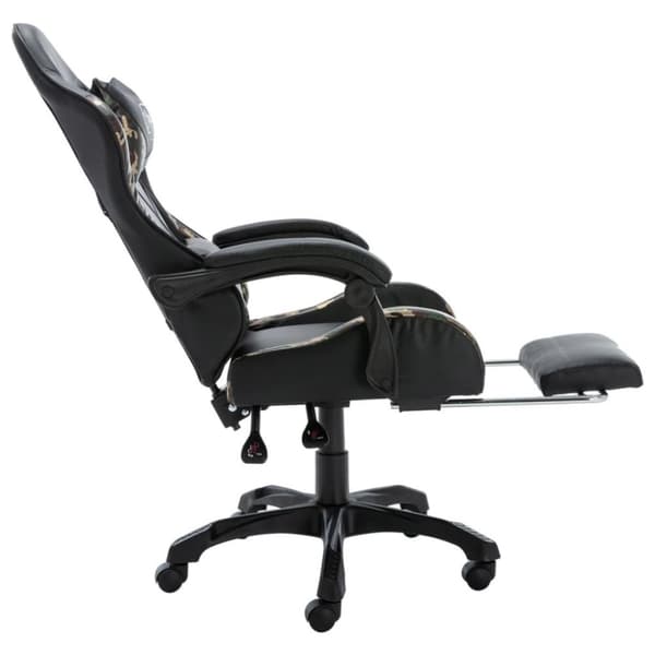 vidaXL Gamingstol med fotstöd svart och kamouflage konstläder