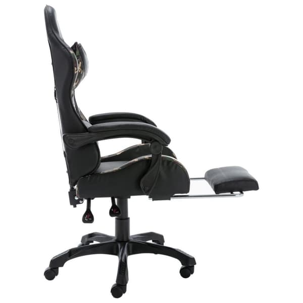vidaXL Gamingstol med fotstöd svart och kamouflage konstläder
