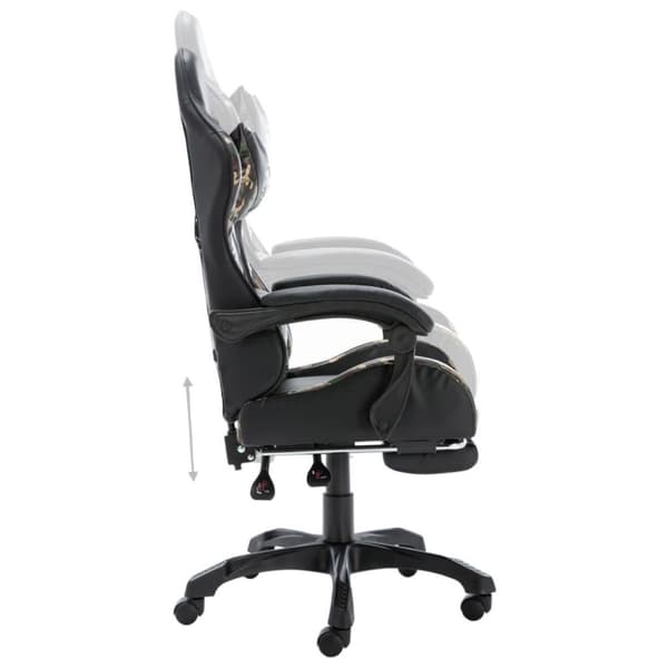 vidaXL Gamingstol med fotstöd svart och kamouflage konstläder