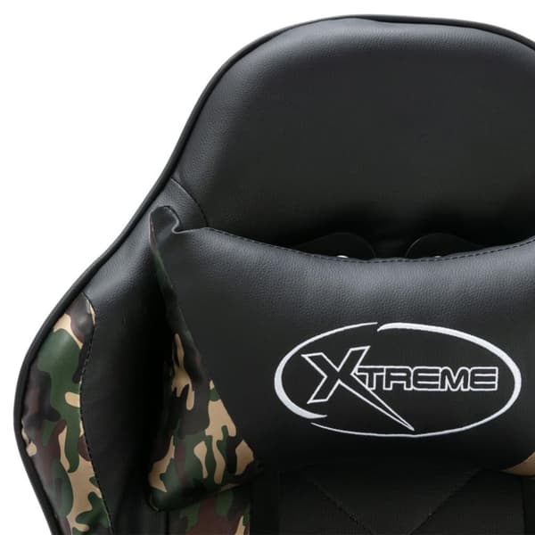vidaXL Gamingstol med fotstöd svart och kamouflage konstläder