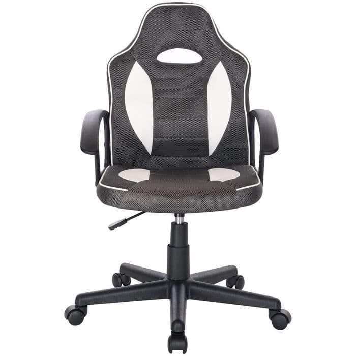 TERRY Justerbar gaming kontorsstol - Faux vit och grå - L 56 x D 60 x H 92 / 102 cm