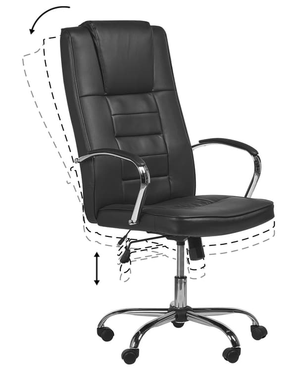 Hierova työtuoli keinonahkainen musta 53 x 73 x 127/135 cm lämmityksellä säädettävä moderni tyyli